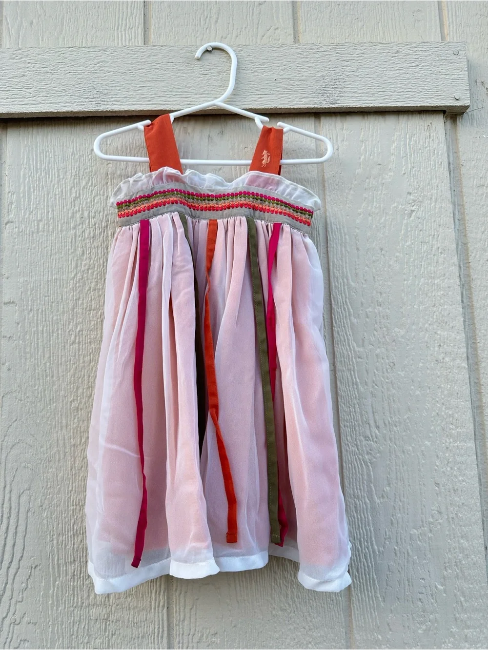 Well Dressed Wolf Girls' Pink Ruffle Sundress Tropical Maddie Ribbon Detail Bout